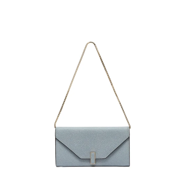 Valextra Iside Continental Purse with Chain in Niagara Blue | Wallets & Purses | Luxury Shoes 