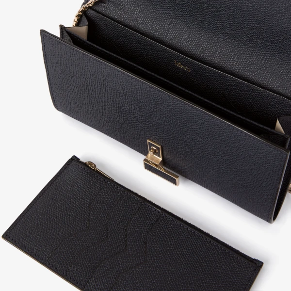 Valextra Iside Continental Purse with Chain in Night Blue | Wallets & Purses | Luxury Shoes 