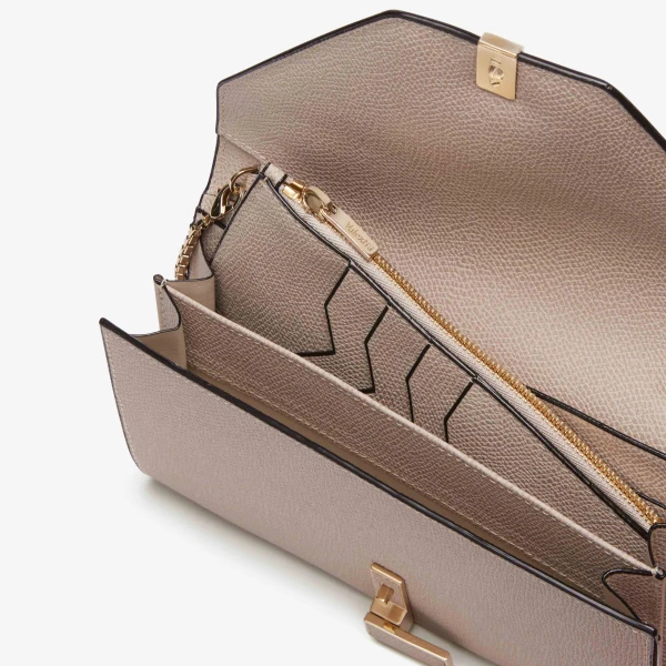 Valextra Iside Continental Purse with Chain in Nude Pink | Wallets & Purses | Luxury Shoes 