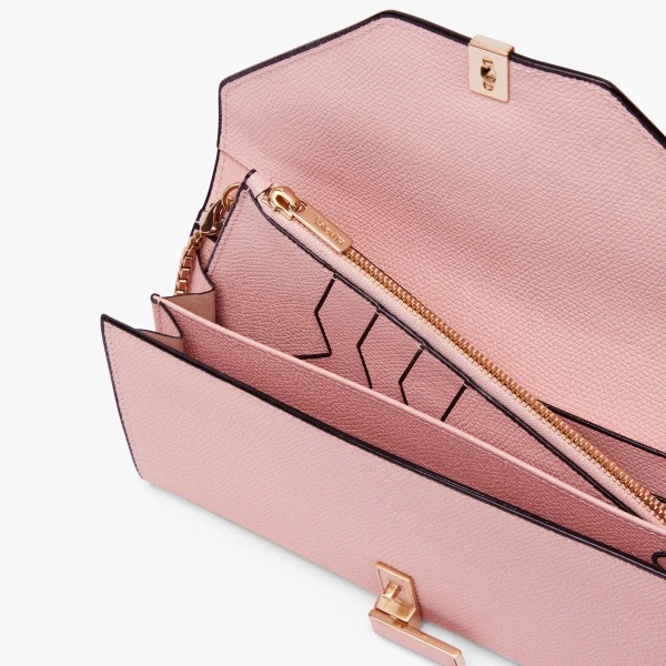 Valextra Iside Continental Purse with Chain in Peony Pink | Wallets & Purses | Luxury Shoes 