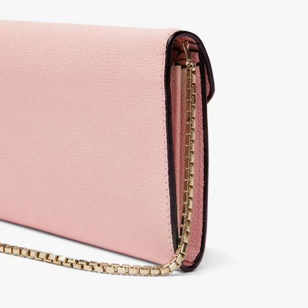Valextra Iside Continental Purse with Chain in Peony Pink | Wallets & Purses | Luxury Shoes 