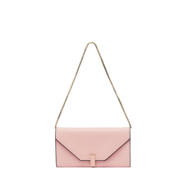 Valextra Iside Continental Purse with Chain in Peony Pink | Wallets & Purses | Luxury Shoes 