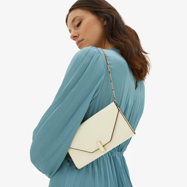 Valextra Iside Continental Purse with Chain in Pergamena White | Wallets & Purses | Luxury Shoes 