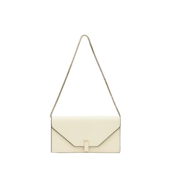 Valextra Iside Continental Purse with Chain in Pergamena White | Wallets & Purses | Luxury Shoes 
