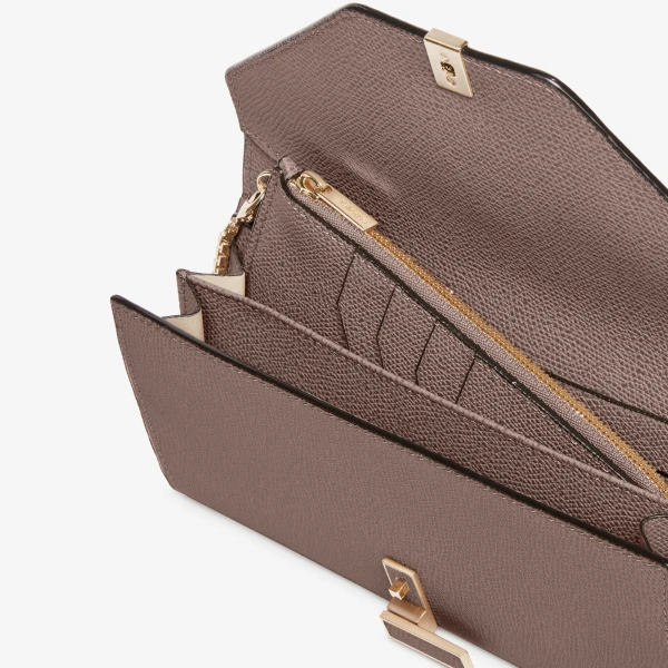Valextra Iside Continental Purse with Chain in Sahara Brown | Wallets & Purses | Luxury Shoes 