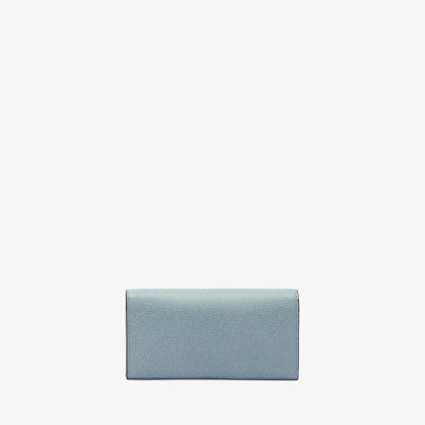 Valextra Iside Continental Purse with Chain in Smokey Blue | Wallets & Purses | Luxury Shoes 