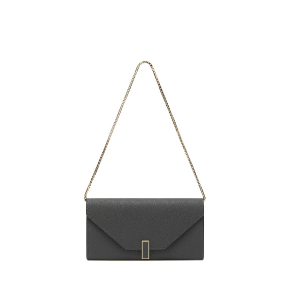Valextra Iside Continental Purse with Chain in Smokey Grey | Wallets & Purses | Luxury Shoes 