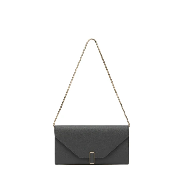 Valextra Iside Continental Purse with Chain in Smokey Grey | Wallets & Purses | Luxury Shoes 