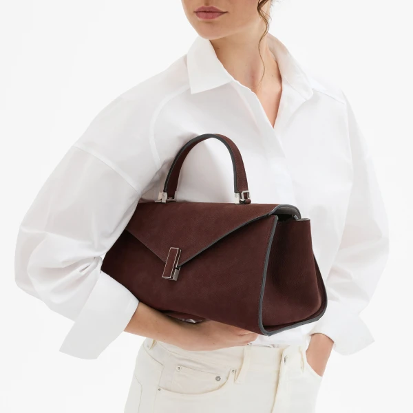Valextra Iside Editor Senso Top Handle Medium Bag in Chocolate Brown | Totes & Top-Handle Bags | Luxury Shoes 