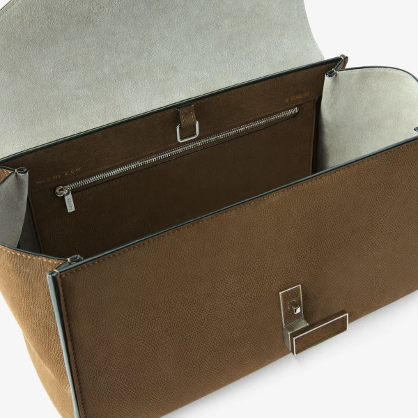 Valextra Iside Editor Senso Top Handle Medium Bag in Khaki | Totes & Top-Handle Bags | Luxury Shoes 