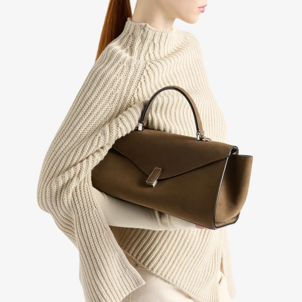 Valextra Iside Editor Senso Top Handle Medium Bag in Khaki | Totes & Top-Handle Bags | Luxury Shoes 