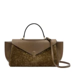 Valextra Iside Editor Shearling Top Handle Bag in Khaki | Totes & Top-Handle Bags | Luxury Shoes 