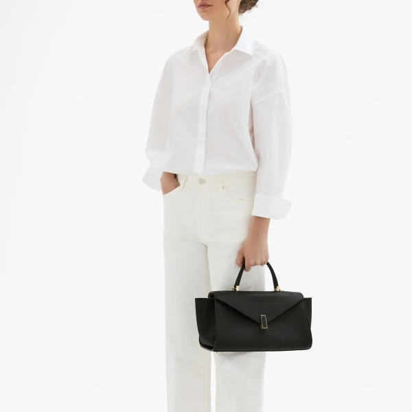 Valextra Iside Editor Top Handle Medium Bag in Black | Totes & Top-Handle Bags | Luxury Shoes 