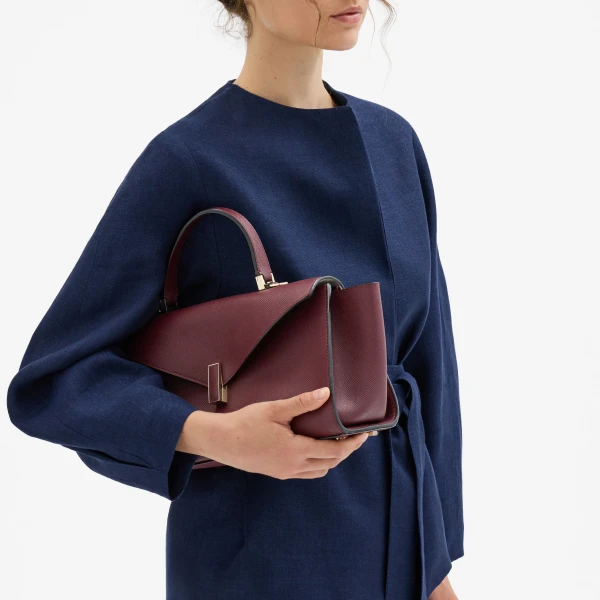Valextra Iside Editor Top Handle Medium Bag in Claret Red | Totes & Top-Handle Bags | Luxury Shoes 