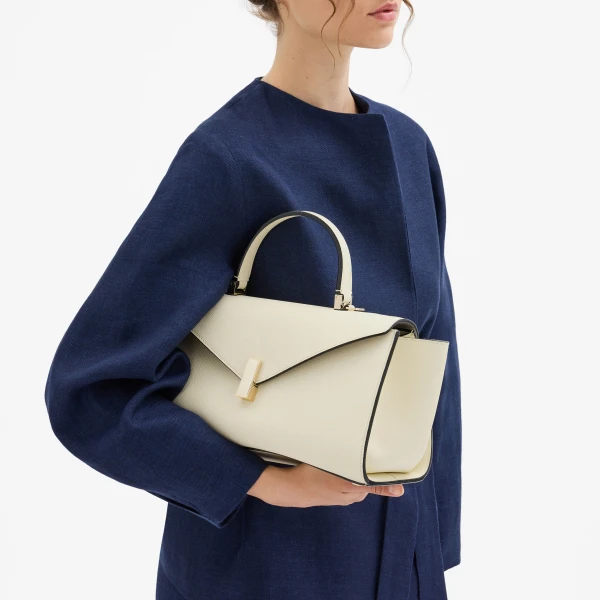 Valextra Iside Editor Top Handle Medium Bag in Pergamena White | Totes & Top-Handle Bags | Luxury Shoes 