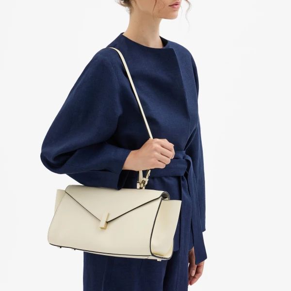 Valextra Iside Editor Top Handle Medium Bag in Pergamena White | Totes & Top-Handle Bags | Luxury Shoes 