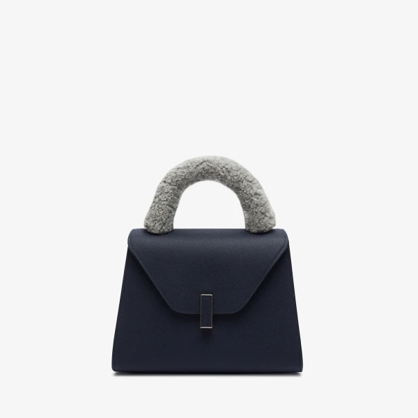 Valextra Iside Fur Handle Cover in Cement Grey | Bag Accessories | Luxury Shoes 