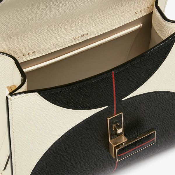 Valextra Iside Intarsia Balance Mini Bag in Pergamena White, Black and Crimson Red | Mini Bags | Luxury Shoes 