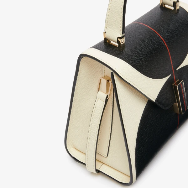 Valextra Iside Intarsia Balance Mini Bag in Pergamena White, Black and Crimson Red | Mini Bags | Luxury Shoes 