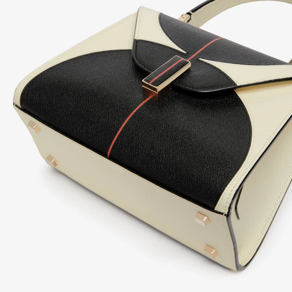 Valextra Iside Intarsia Balance Mini Bag in Pergamena White, Black and Crimson Red | Mini Bags | Luxury Shoes 