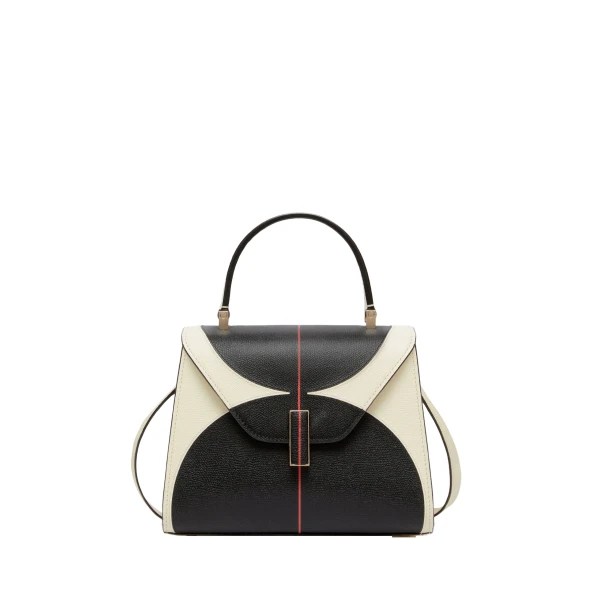 Valextra Iside Intarsia Balance Mini Bag in Pergamena White, Black and Crimson Red | Mini Bags | Luxury Shoes 