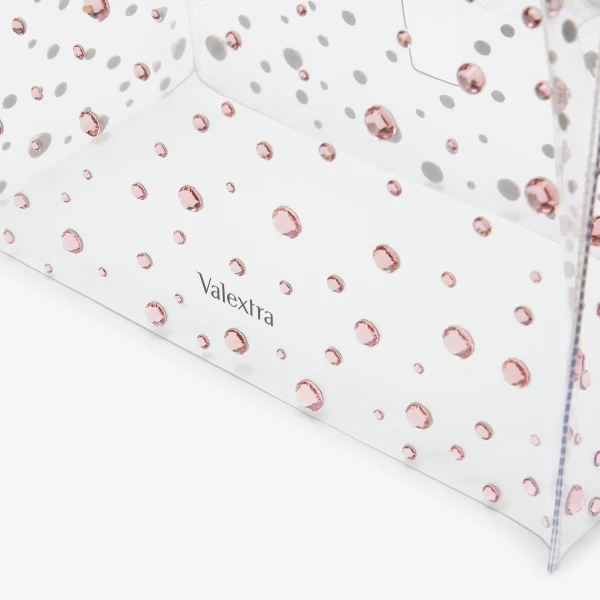Valextra Iside Micro Rhinestone Raincoat in Transparent and Peony Pink | Bag Accessories | Luxury Shoes 