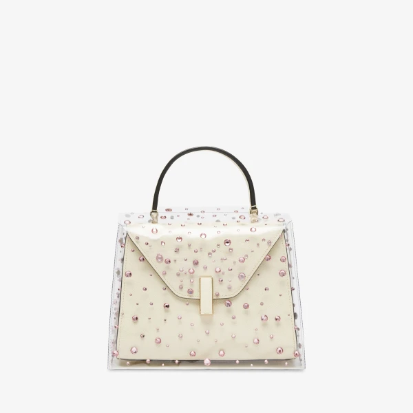 Valextra Iside Mini Rhinestone Raincoat in Transparent and Peony Pink | Bag Accessories | Luxury Shoes 