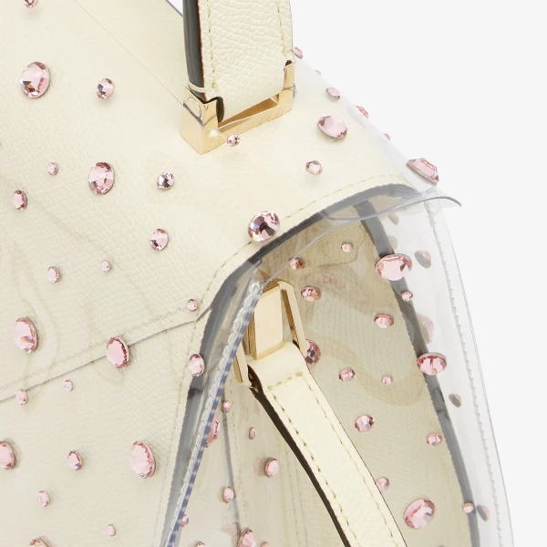 Valextra Iside Mini Rhinestone Raincoat in Transparent and Peony Pink | Bag Accessories | Luxury Shoes 