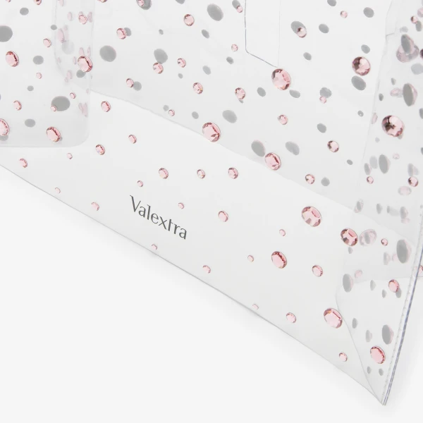 Valextra Iside Mini Rhinestone Raincoat in Transparent and Peony Pink | Bag Accessories | Luxury Shoes 