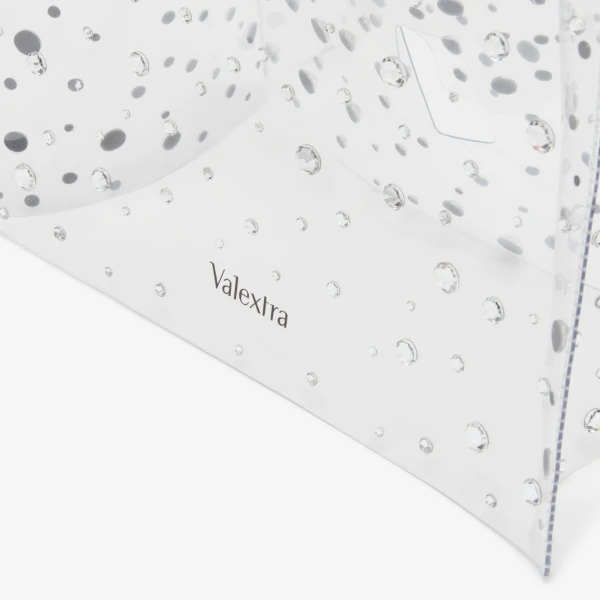 Valextra Iside Mini Rhinestone Raincoat in Transparent and Silver | Bag Accessories | Luxury Shoes 