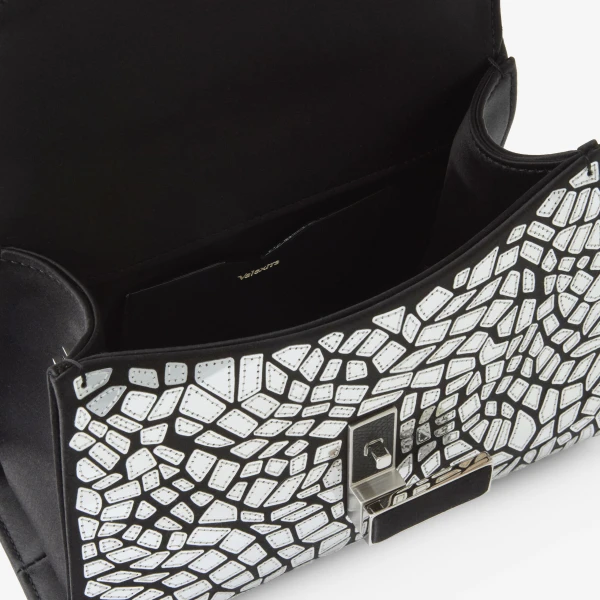Valextra Iside Mosaic Crossbody Micro Bag in Black and Silver | Shoulder & Crossbody Bags | Luxury Shoes 