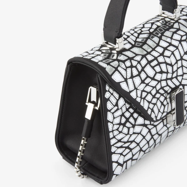 Valextra Iside Mosaic Crossbody Micro Bag in Black and Silver | Shoulder & Crossbody Bags | Luxury Shoes 