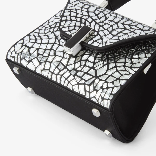Valextra Iside Mosaic Crossbody Micro Bag in Black and Silver | Shoulder & Crossbody Bags | Luxury Shoes 