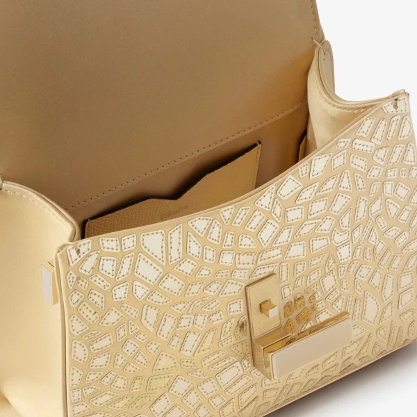 Valextra Iside Mosaic Crossbody Micro Bag in Cream Yellow and Gold | Shoulder & Crossbody Bags | Luxury Shoes 