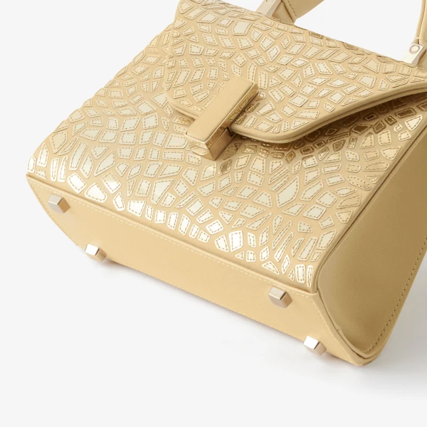 Valextra Iside Mosaic Crossbody Micro Bag in Cream Yellow and Gold | Shoulder & Crossbody Bags | Luxury Shoes 