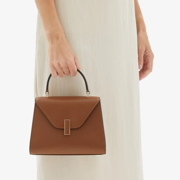 Valextra Iside Palmellato Top Handle Mini Bag in Chocolate Brown | Mini Bags | Luxury Shoes 