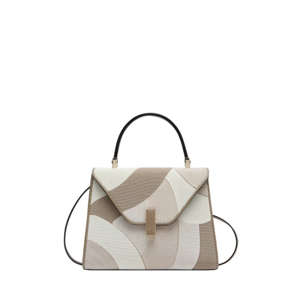 Valextra Iside Patchwork Top Handle Mini Bag in Oyster Brown and Beige Colour Mix | Mini Bags | Luxury Shoes 