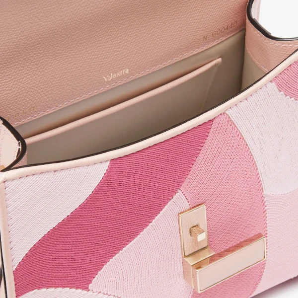 Valextra Iside Patchwork Top Handle Mini Bag in Peony Pink and Pink Colour Mix | Mini Bags | Luxury Shoes 