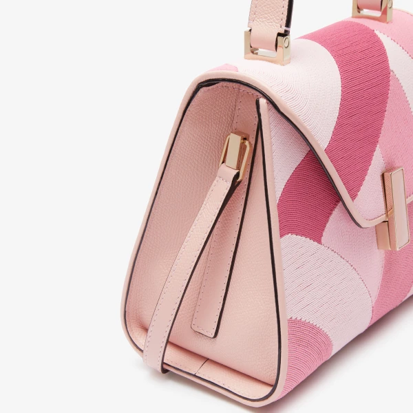 Valextra Iside Patchwork Top Handle Mini Bag in Peony Pink and Pink Colour Mix | Mini Bags | Luxury Shoes 