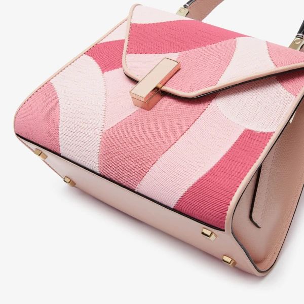 Valextra Iside Patchwork Top Handle Mini Bag in Peony Pink and Pink Colour Mix | Mini Bags | Luxury Shoes 