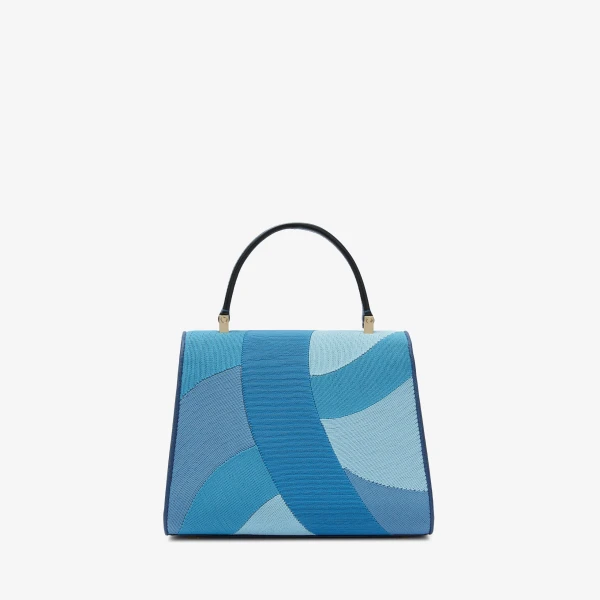 Valextra Iside Patchwork Top Handle Mini Bag in Sapphire Blue and Blue Colour Mix | Mini Bags | Luxury Shoes 