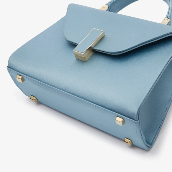 Valextra Iside Satin Top Handle Micro Bag in Niagara Blue | Mini Bags | Luxury Shoes 