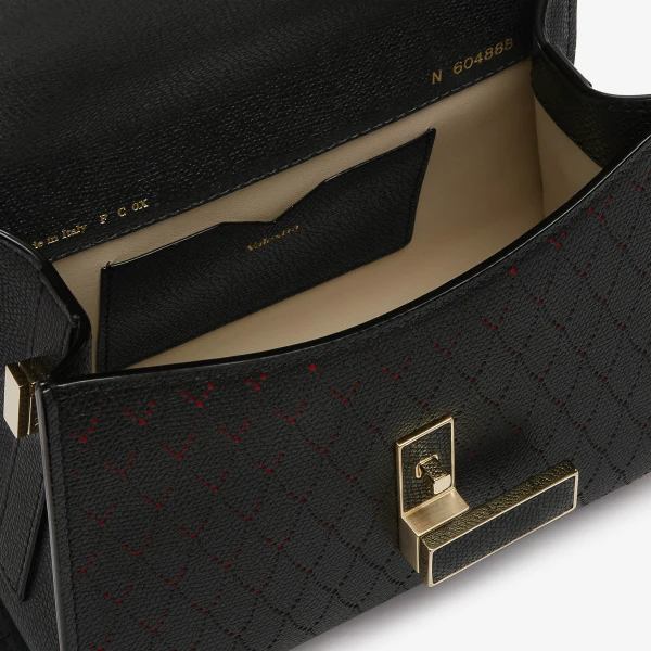 Valextra Iside Snake Crossbody Micro Bag in Black and Crimson Red | Shoulder & Crossbody Bags | Luxury Shoes 