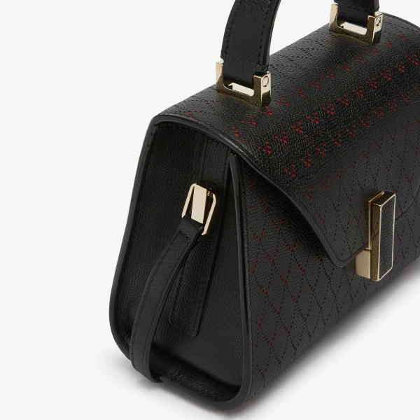 Valextra Iside Snake Crossbody Micro Bag in Black and Crimson Red | Shoulder & Crossbody Bags | Luxury Shoes 