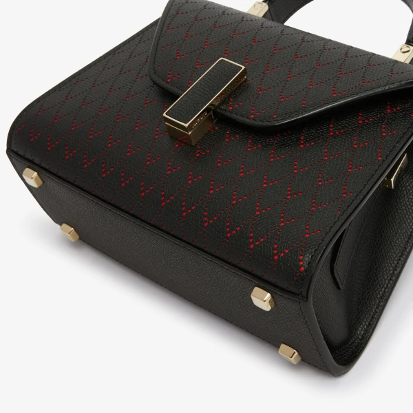 Valextra Iside Snake Crossbody Micro Bag in Black and Crimson Red | Shoulder & Crossbody Bags | Luxury Shoes 