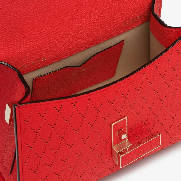 Valextra Iside Snake Crossbody Micro Bag in Crimson Red and Black | Shoulder & Crossbody Bags | Luxury Shoes 