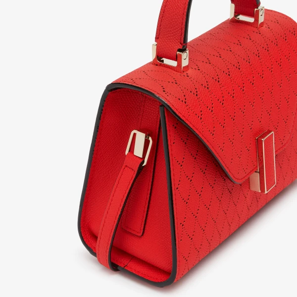 Valextra Iside Snake Crossbody Micro Bag in Crimson Red and Black | Shoulder & Crossbody Bags | Luxury Shoes 
