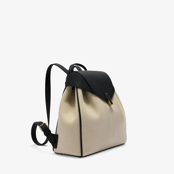 Valextra Iside Textured Canvas Backpack Medium in Grey and Black | Backpacks | Luxury Shoes 