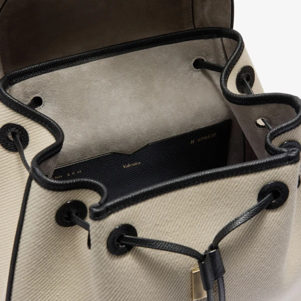 Valextra Iside Textured Canvas Backpack Medium in Grey and Black | Backpacks | Luxury Shoes 