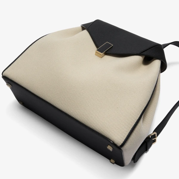 Valextra Iside Textured Canvas Backpack Medium in Grey and Black | Backpacks | Luxury Shoes 